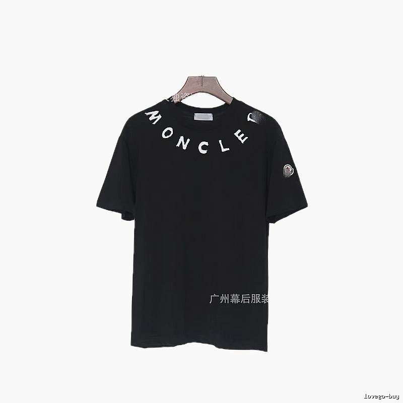Moncler Letter Print Casual Style Black T-Shirt