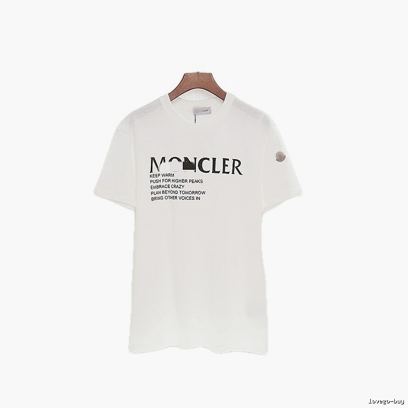 Moncler Letter Print Casual Style White T-Shirt