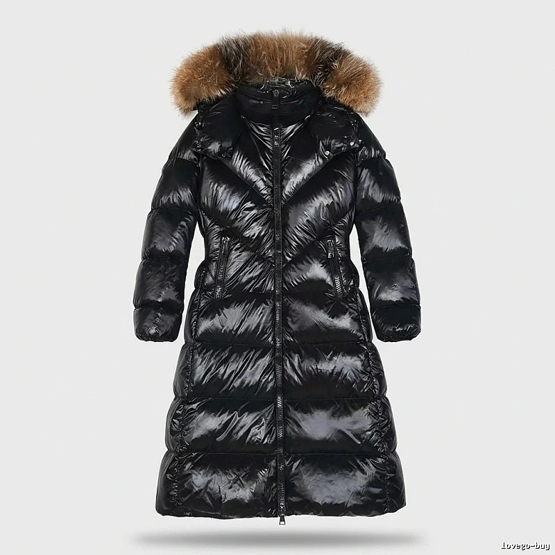 Moncler long stylish black down jacket