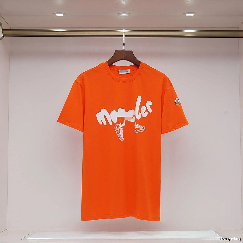 Moncler Printed Casual-style Orange Short-sleeve T-shirt