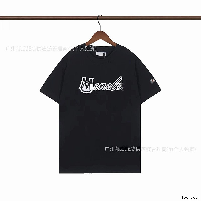 Moncler Printed Collection Streetwear Style Black T-Shirt