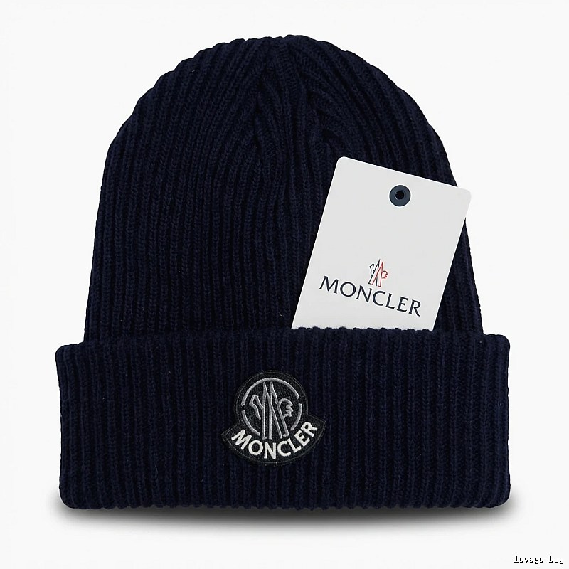 Moncler simple style navy blue knitted hat