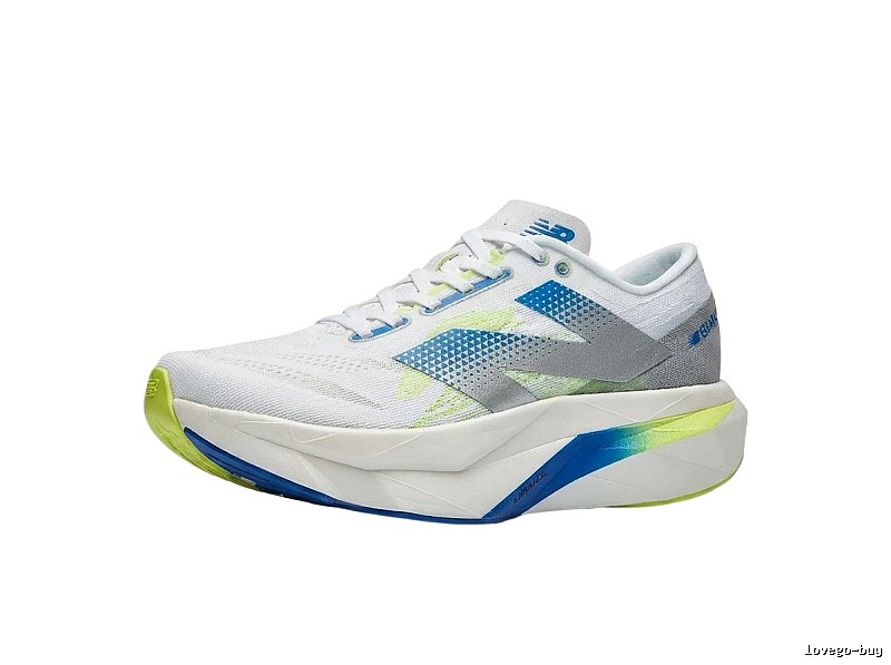 New Balance retro-style blue and white running shoes