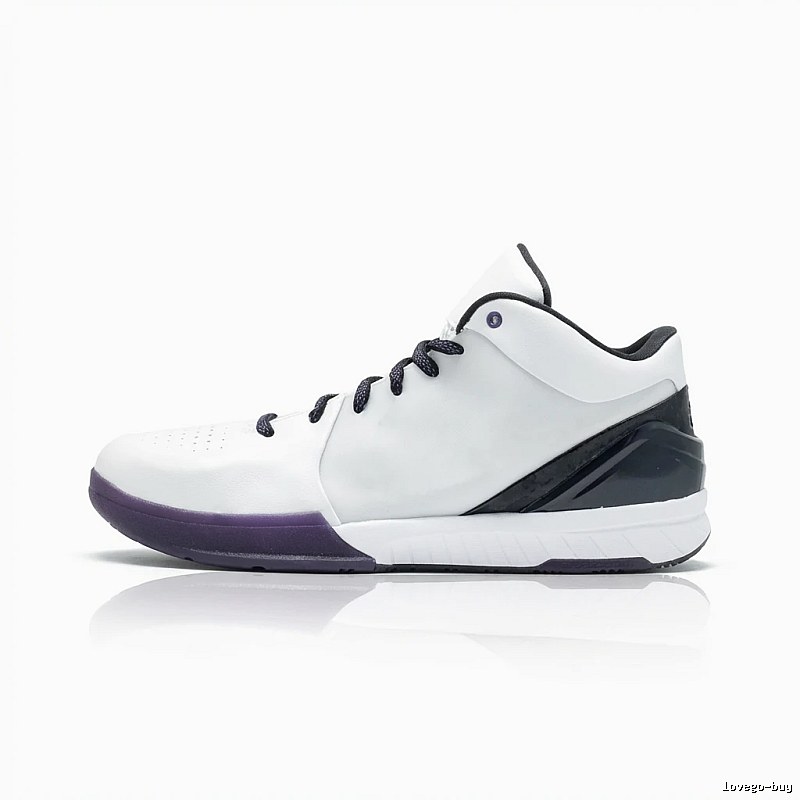 Nike basketball shoes in black, white and purple color scheme