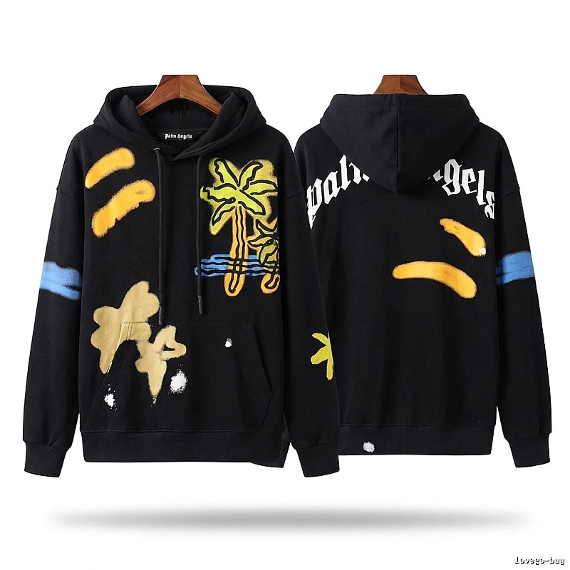 Palm Angels Graffiti-style Black Hoodie
