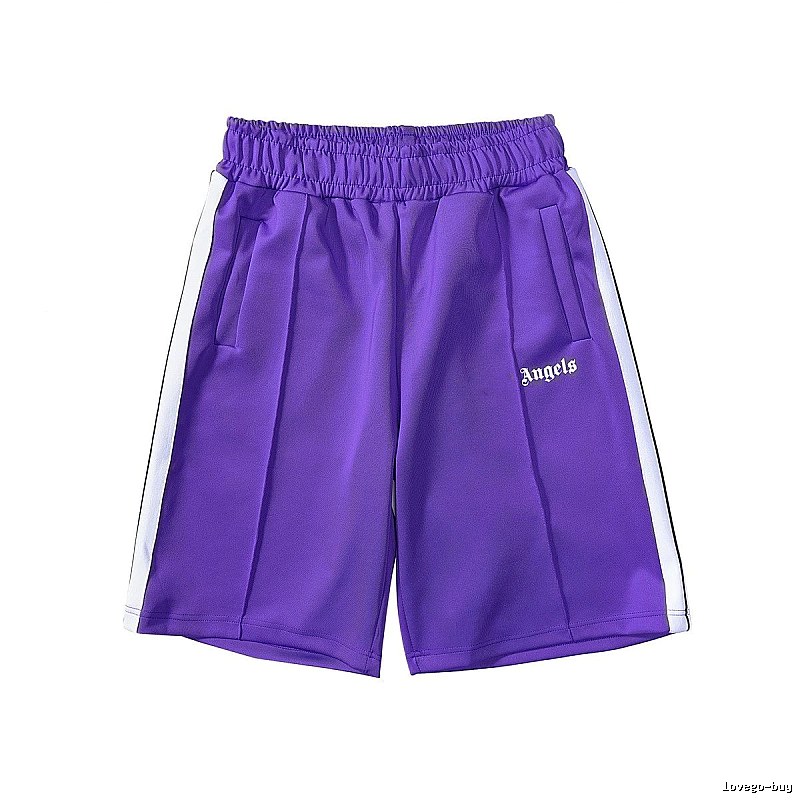 Palm Angels Patterned Track shorts Black Side Stripe with Polished Detail