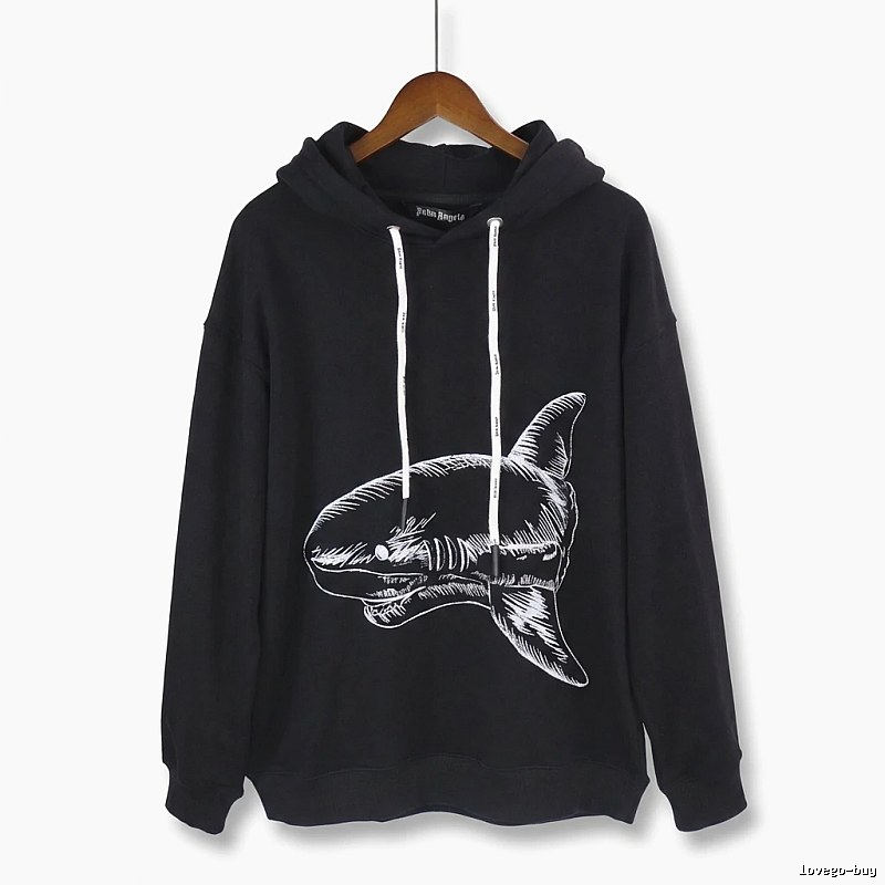 Palm Angels Shark Print Black Hoodie