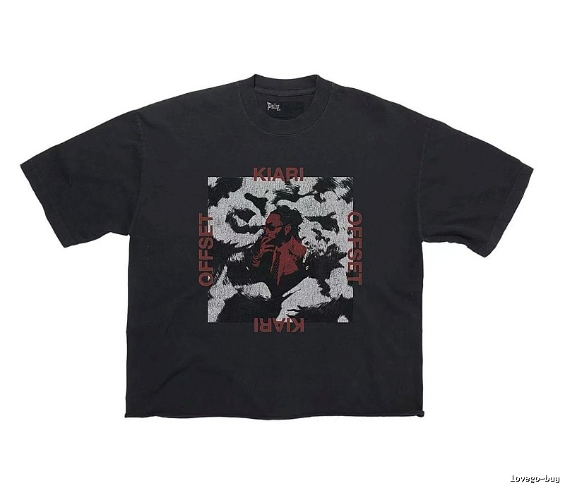 Paly Hollywood Portrait Print Street Style Black T-Shirt