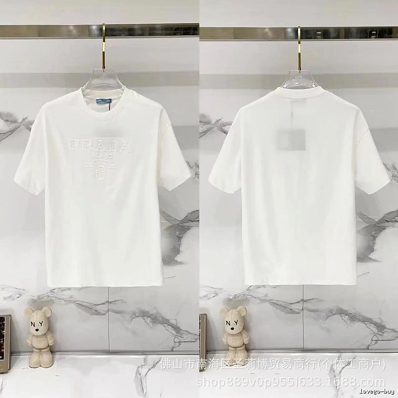 Prada Classic Collection Minimalist Style White Short-sleeved T-shirt