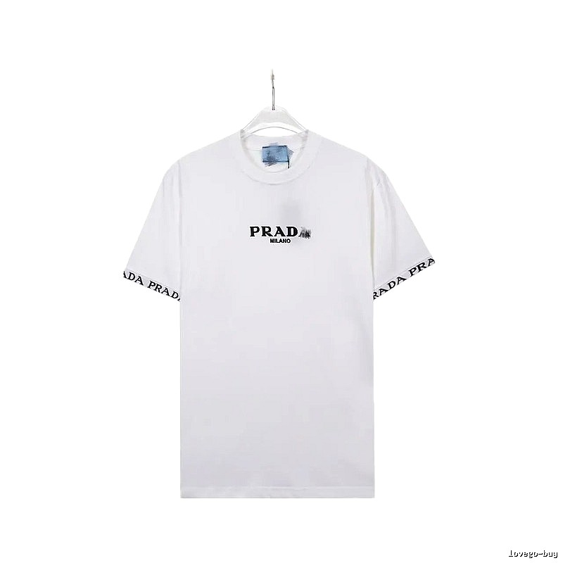 Prada Classic Webbing Minimalist Style White T-Shirt