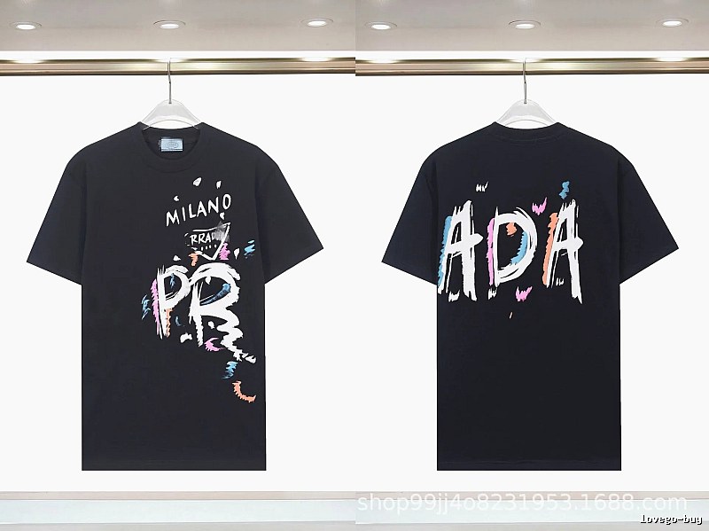 Prada Graffiti Collection Street Style Black T-Shirt