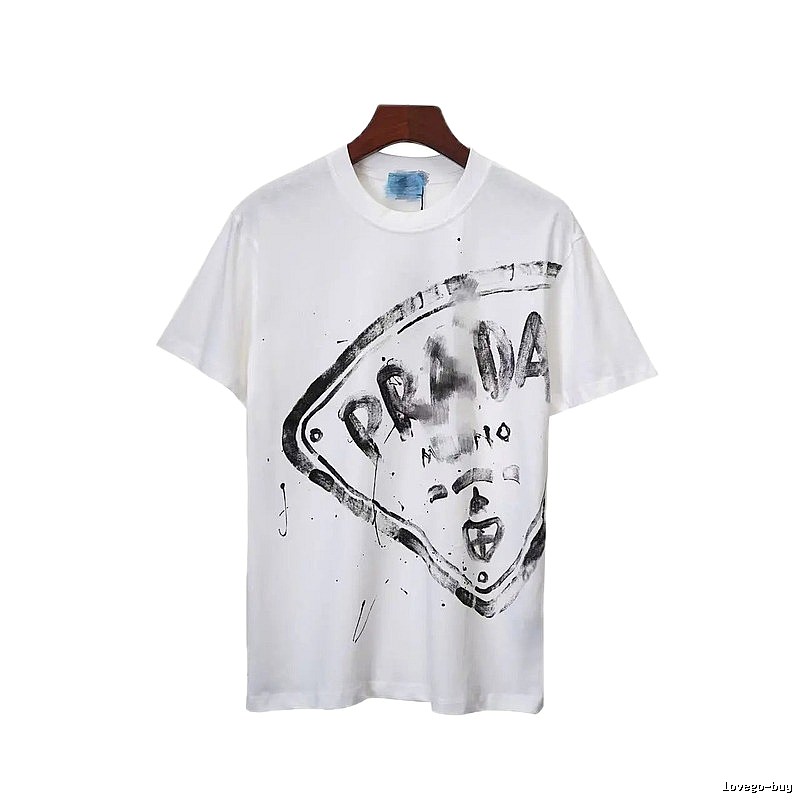 Prada Graffiti Print Street Style White T-Shirt