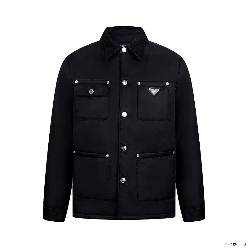 Prada Layering Utility Work Jacket with triangle logo