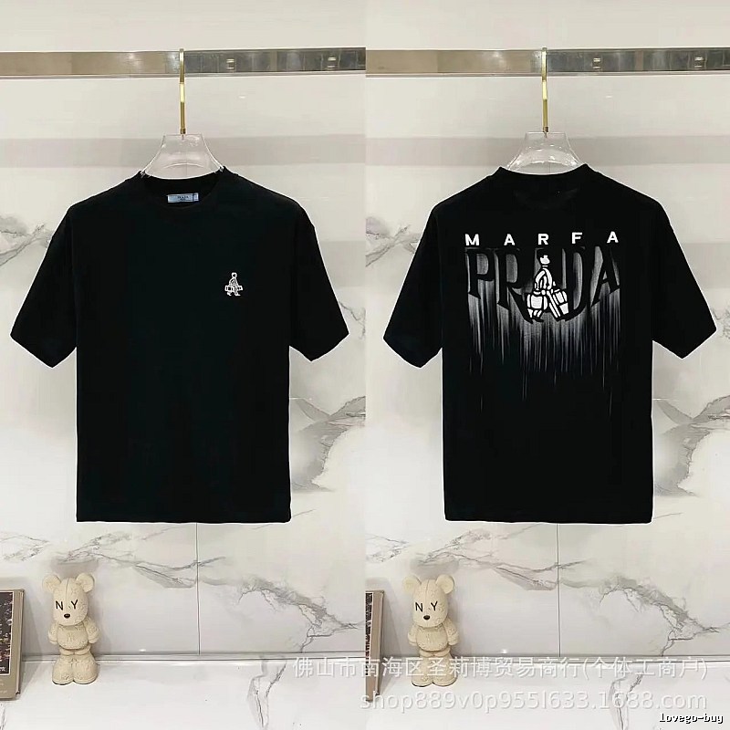 Prada Marfa Streetwear Style Black Short-sleeve T-shirt