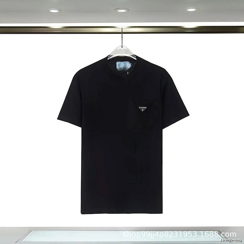 Prada Triangle Logo Minimalist Style Black Short-sleeve T-shirt