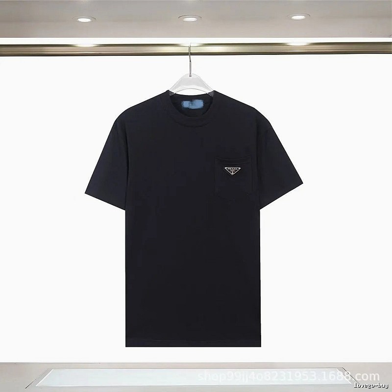 Prada Triangle Logo Minimalist Style Black Short-sleeve T-shirt