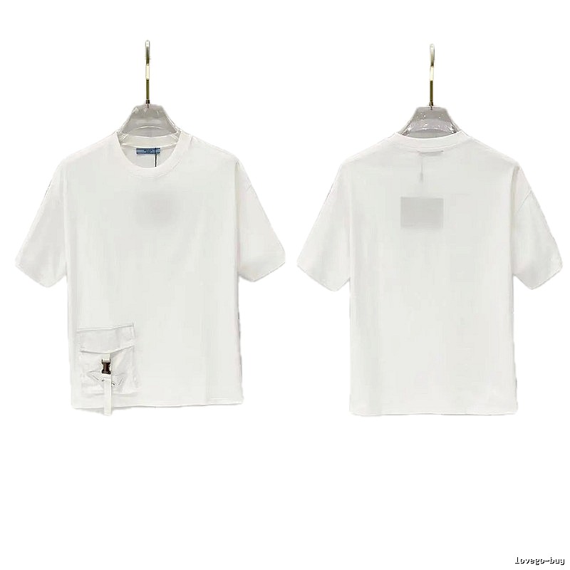 Prada Triangle Logo Minimalist Style White Short-sleeve T-shirt