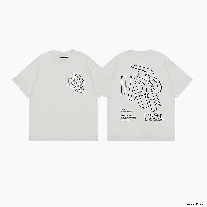 Represent Geometric Print Street-style Off-white T-shirt