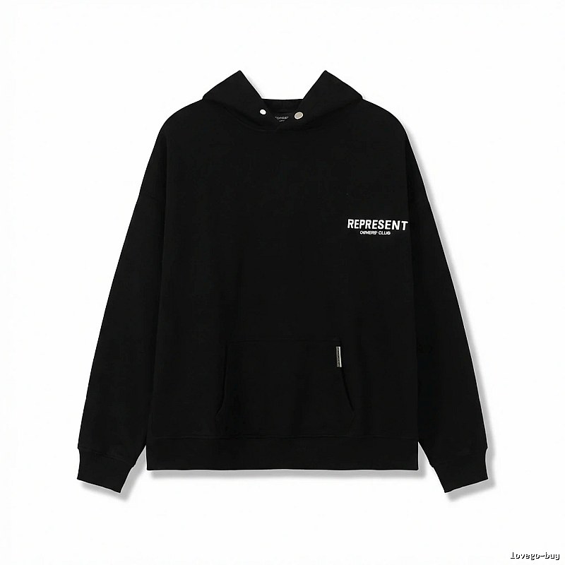 REPRESENT Minimalist Style Black Hoodie