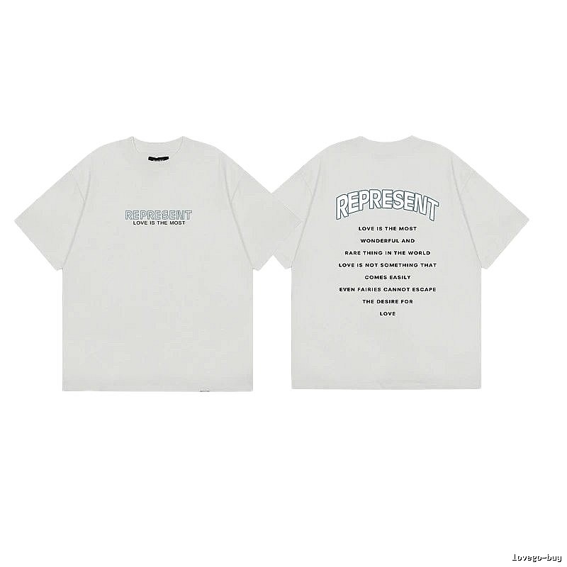 Represent Slogan Printed High Street Style Off-white T-shirt