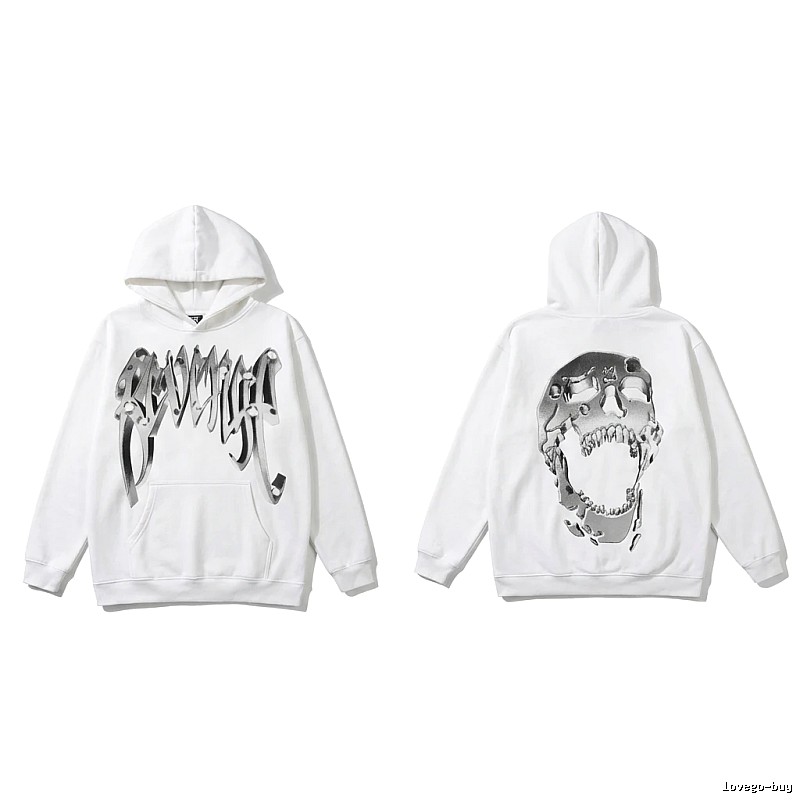 Revenge Skull Trendy Cool White Hoodie