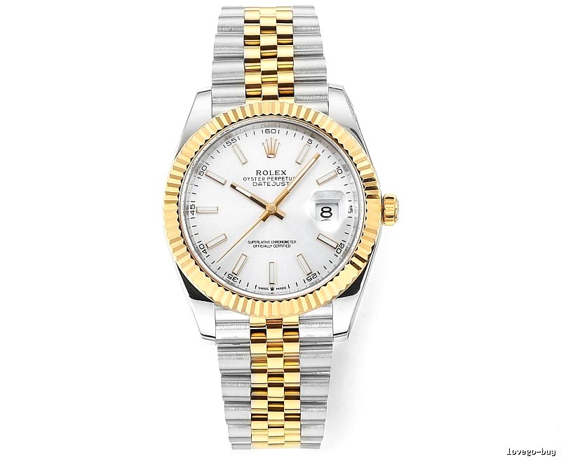 Rolex Two-Tone Datejust Watch - White Baton Dial Travel Edit