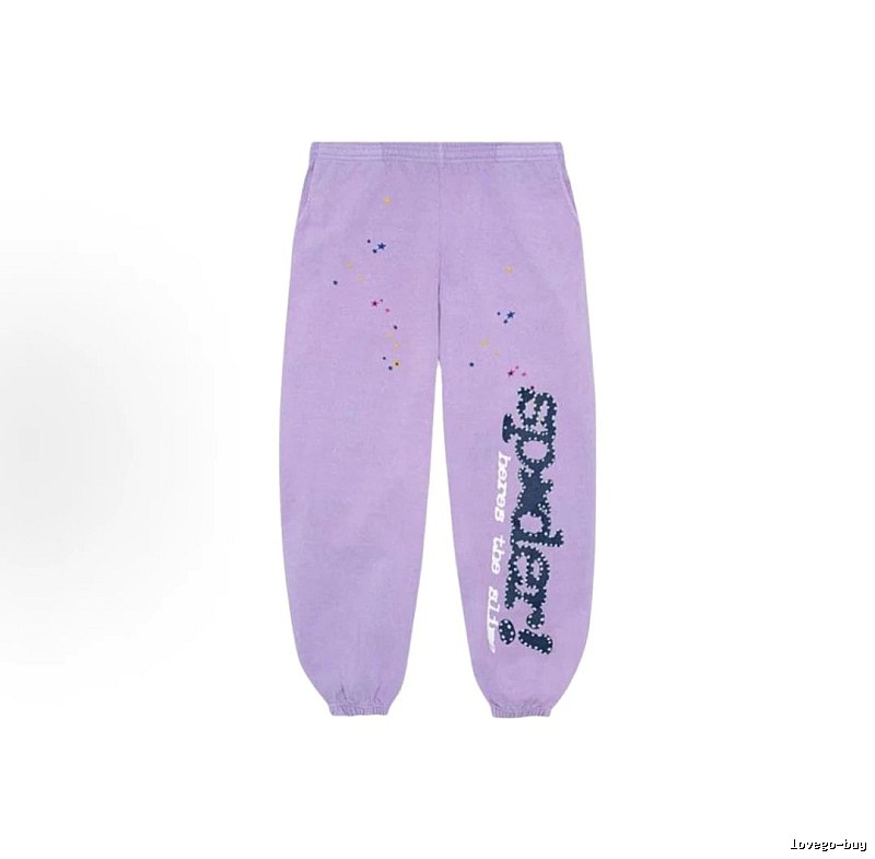Sp5der Casual Logo Sweatpants - large vertical wordmark and cuffed silhouette