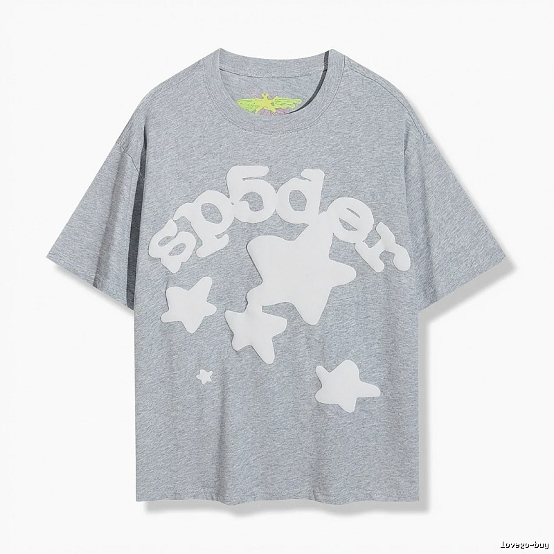 Sp5der Gray T-shirt with Star Print