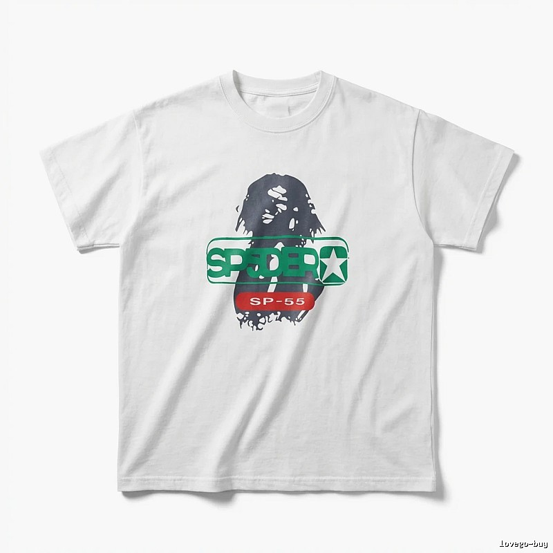 Sp5der Portrait Print Short-sleeved White T-shirt