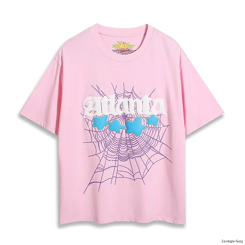 Sp5der Star Network Print Pink T-shirt