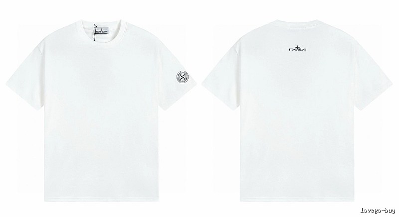 Stone Island Badge Minimalist Style White Short-sleeve T-shirt