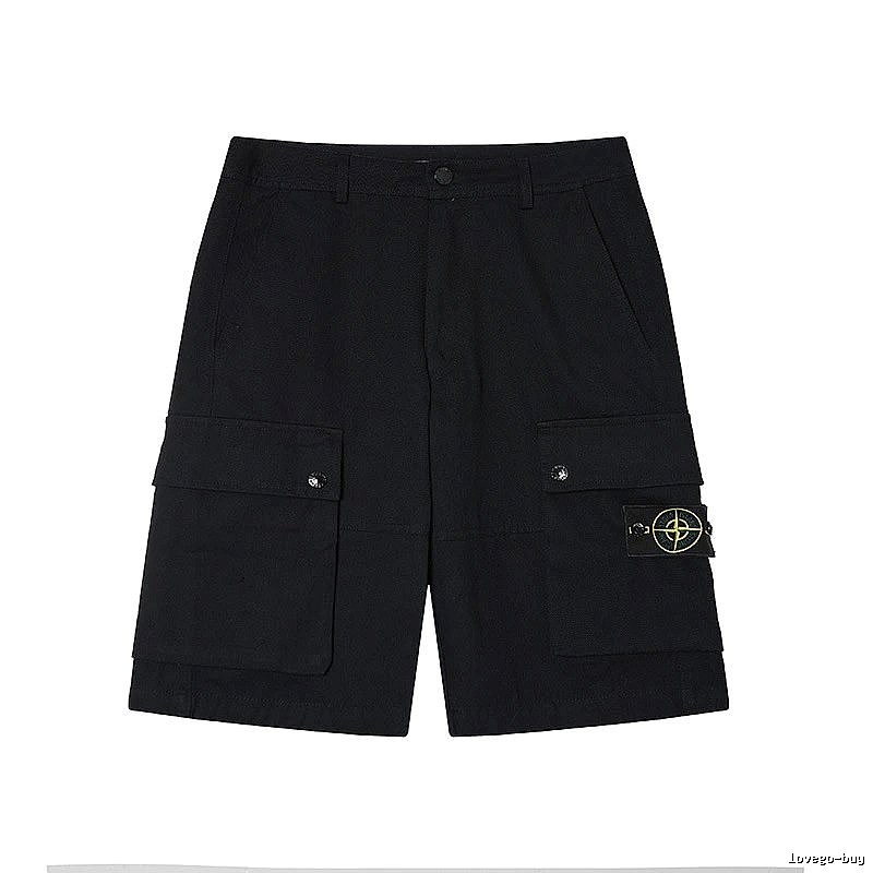 Stone Island Classic Compass Workwear Style Black Shorts