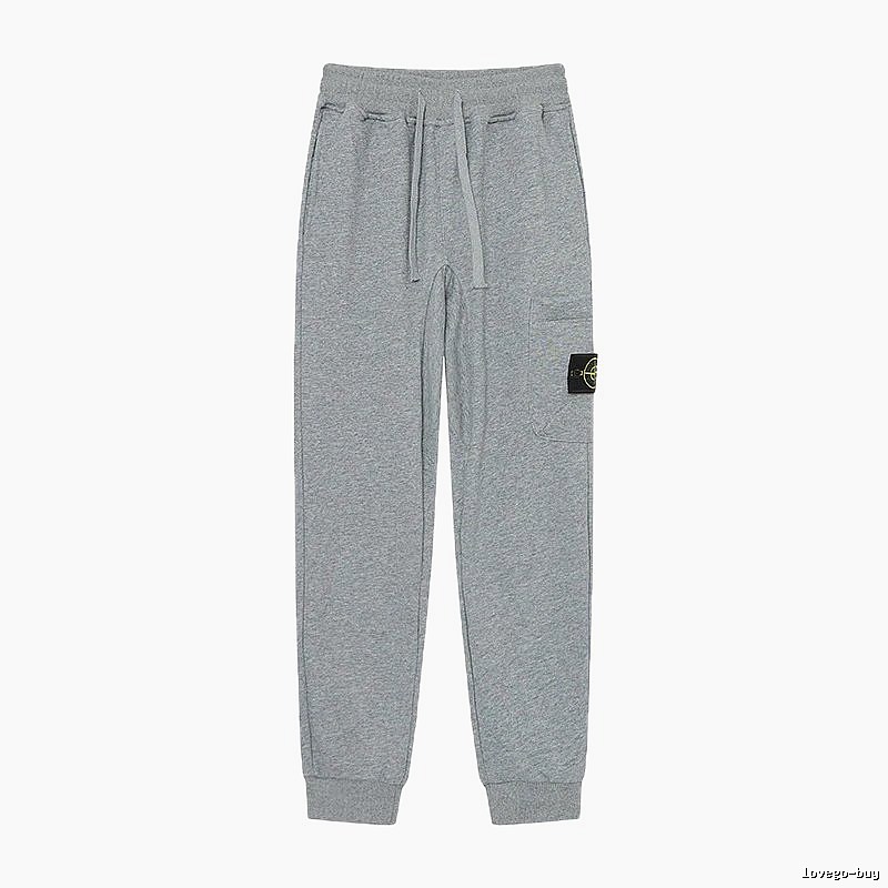 Stone Island Compass Logo Casual Light Grey Cuffed Sweatpants