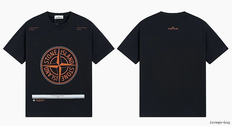 Stone Island Compass Techwear Style Black Short Sleeve T-Shirt