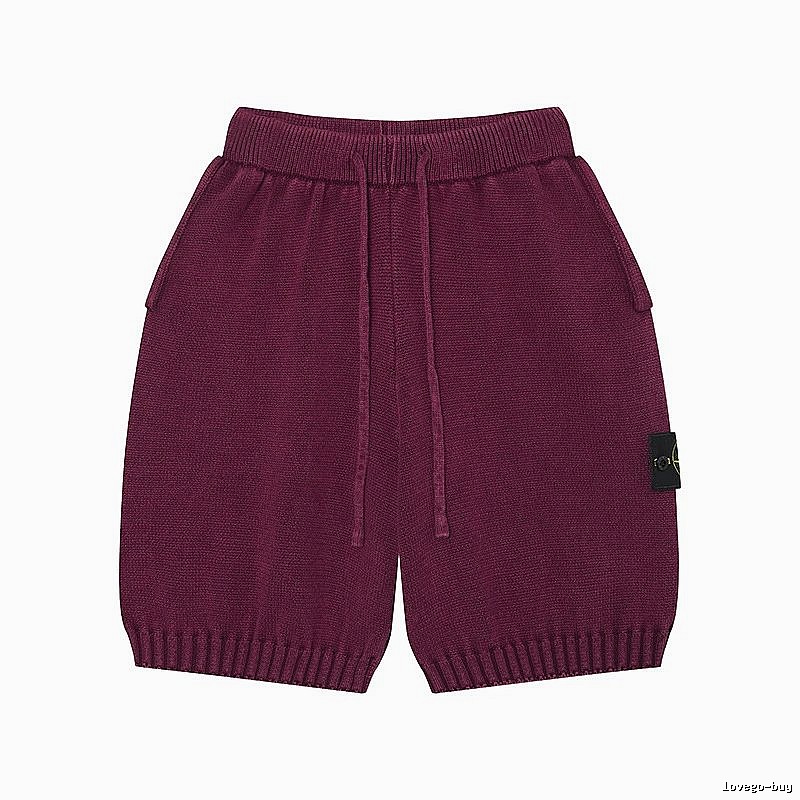 Stone Island Knit Casual Style Burgundy Shorts