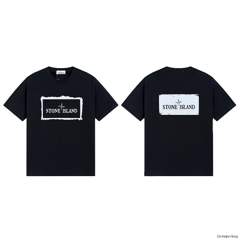 Stone Island Printed Street Style Black T-Shirt