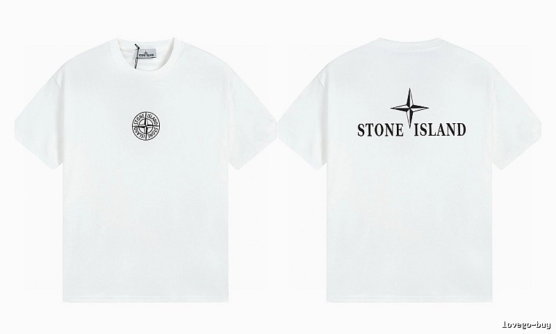 Stone Island Printed Street Style White Short Sleeve T-shirt
