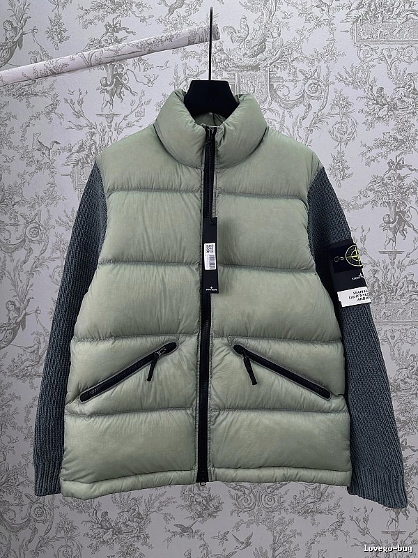 Stripe Striped Puffer Jacket with ThomBrowne Branding