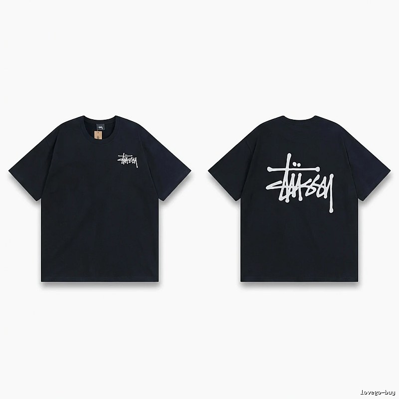 Stussy basic style simple black T-shirt