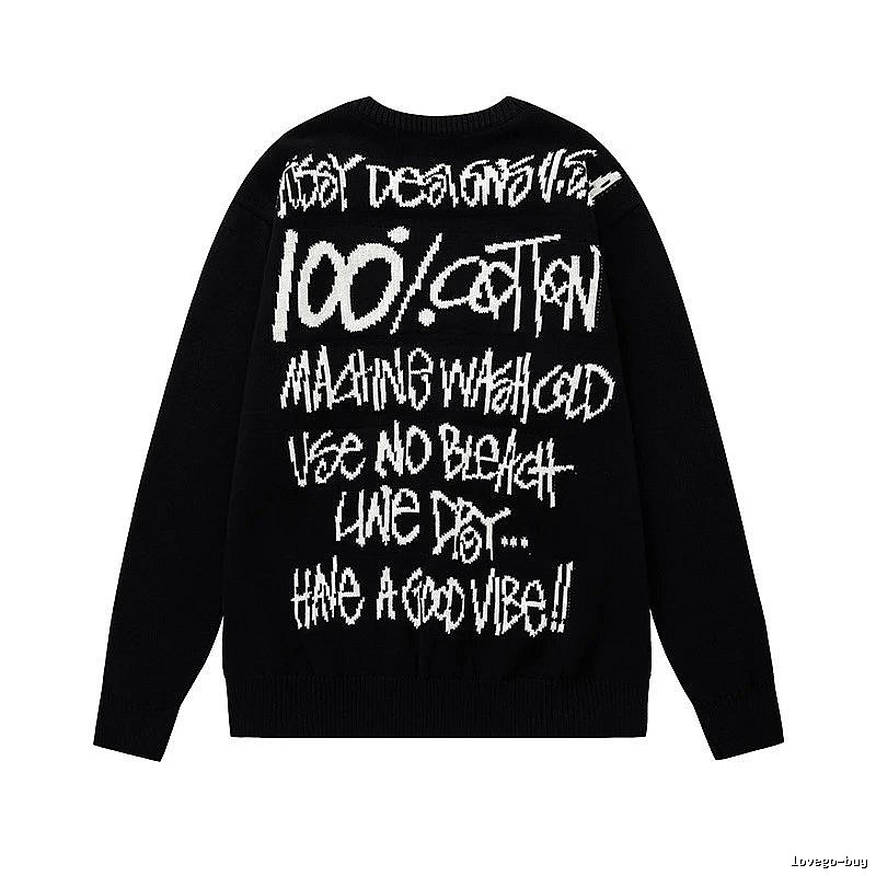 Stussy Black Swirl Graphic SweatShirt Relaxed Styling