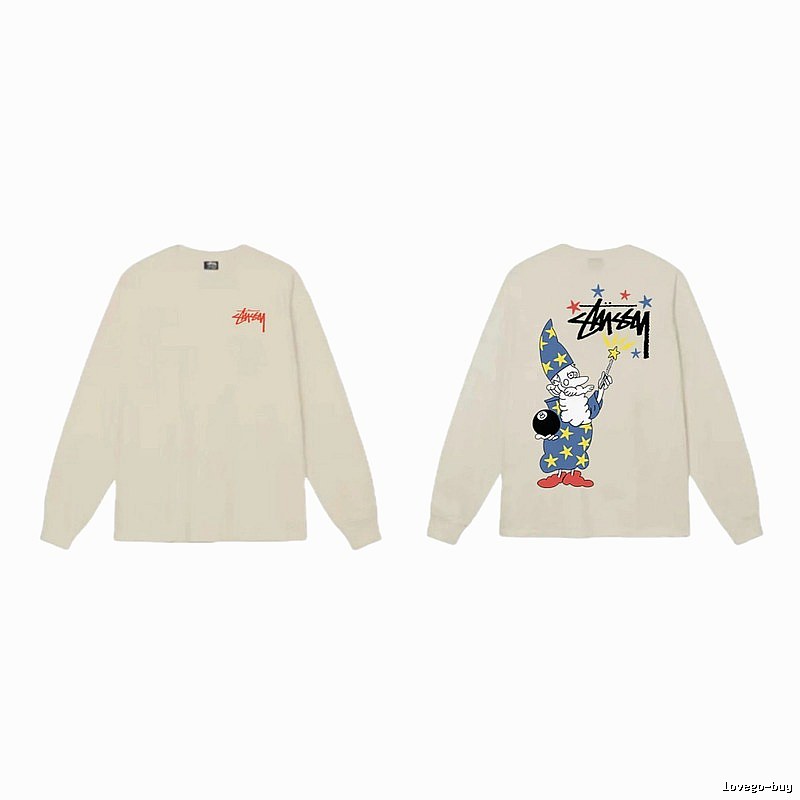 Stussy cartoon print beige long-sleeve