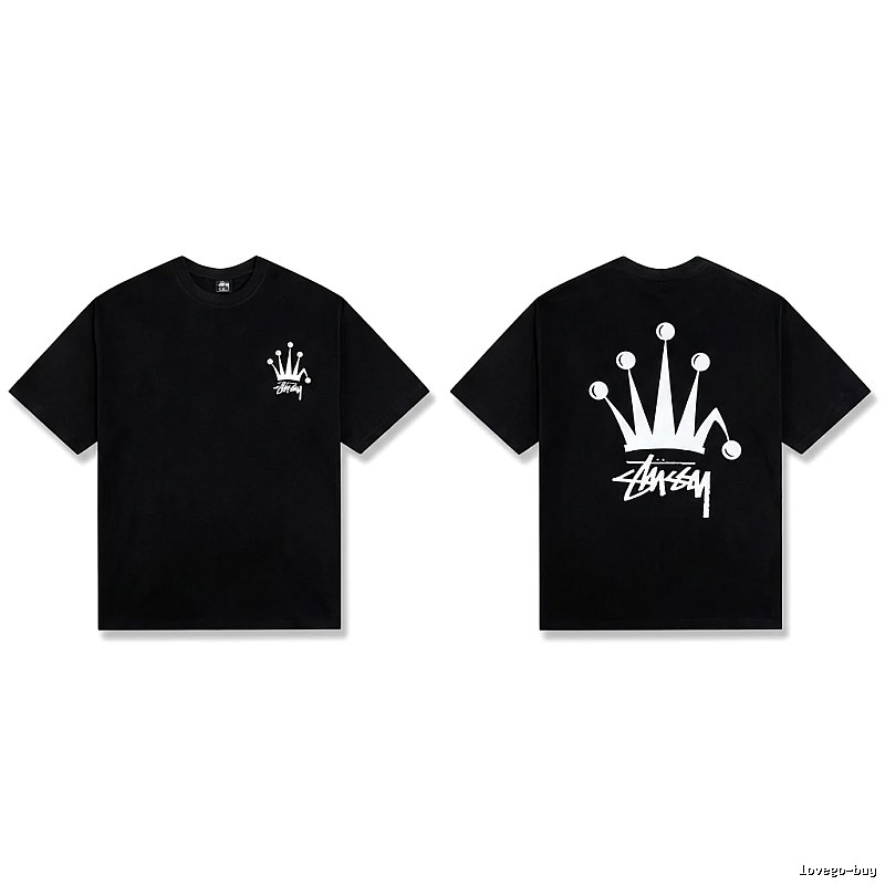 Stussy Crown Trendy and Cool Style Black T-shirt