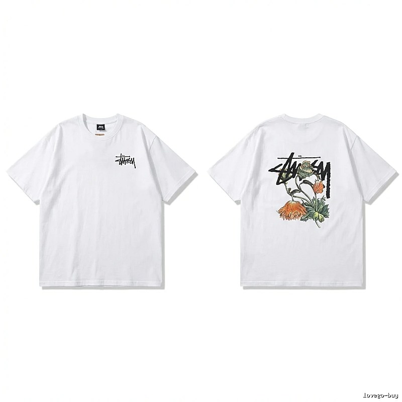 Stussy Floral Print White T-shirt