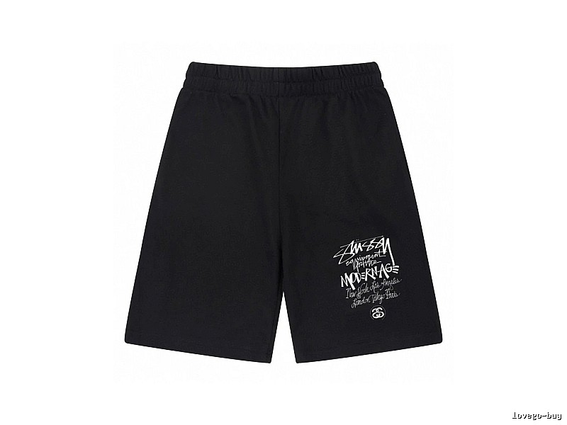 Stussy graffiti-style black shorts