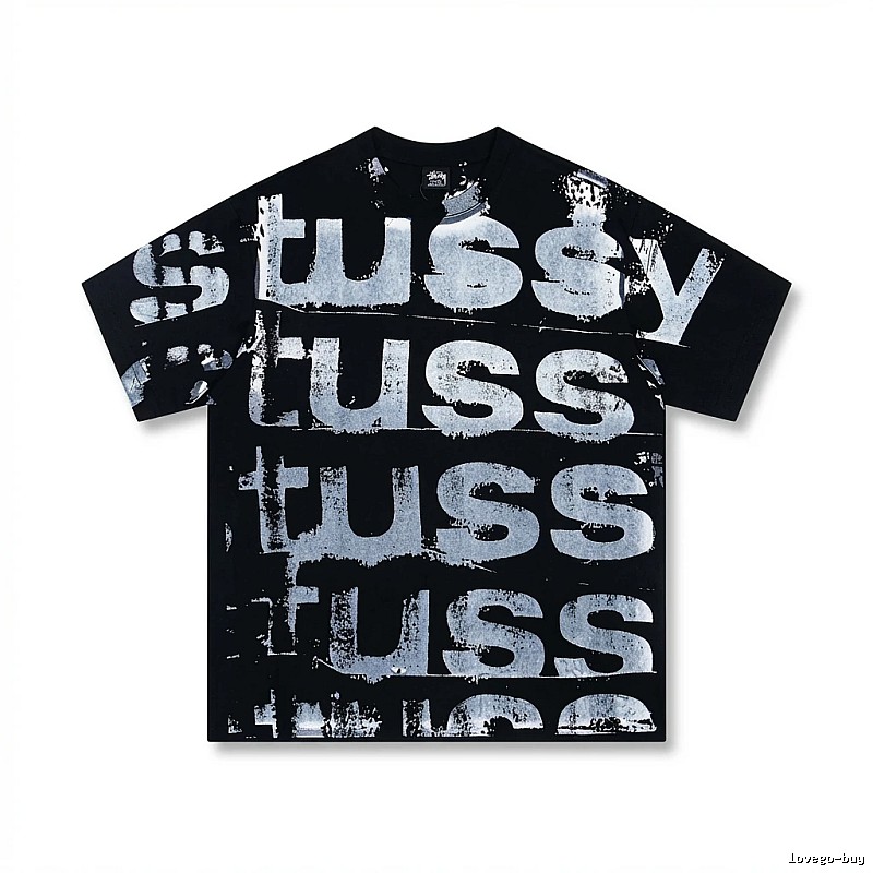 Stussy graffiti-style black T-shirt with letters