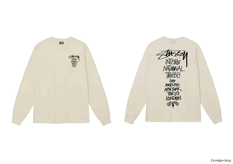 Stussy graffiti-style off-white long-sleeve