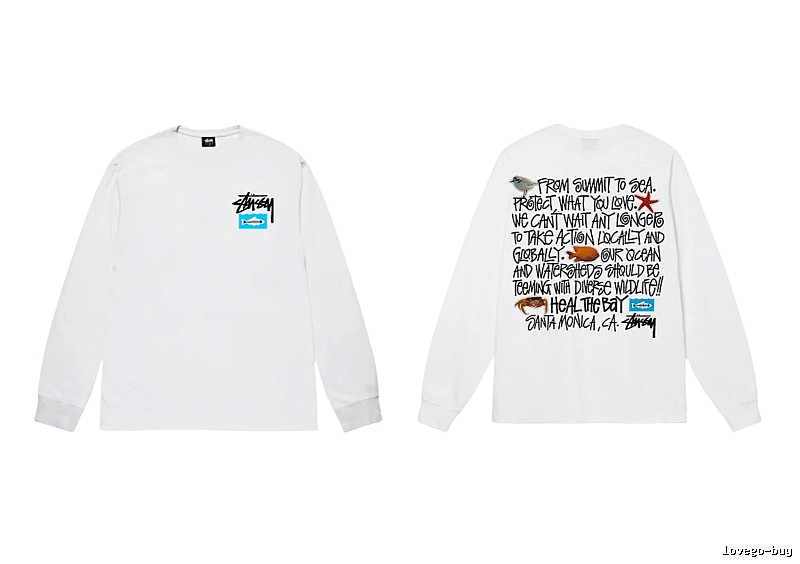 Stussy Ocean Style White Long-sleeve Shirt