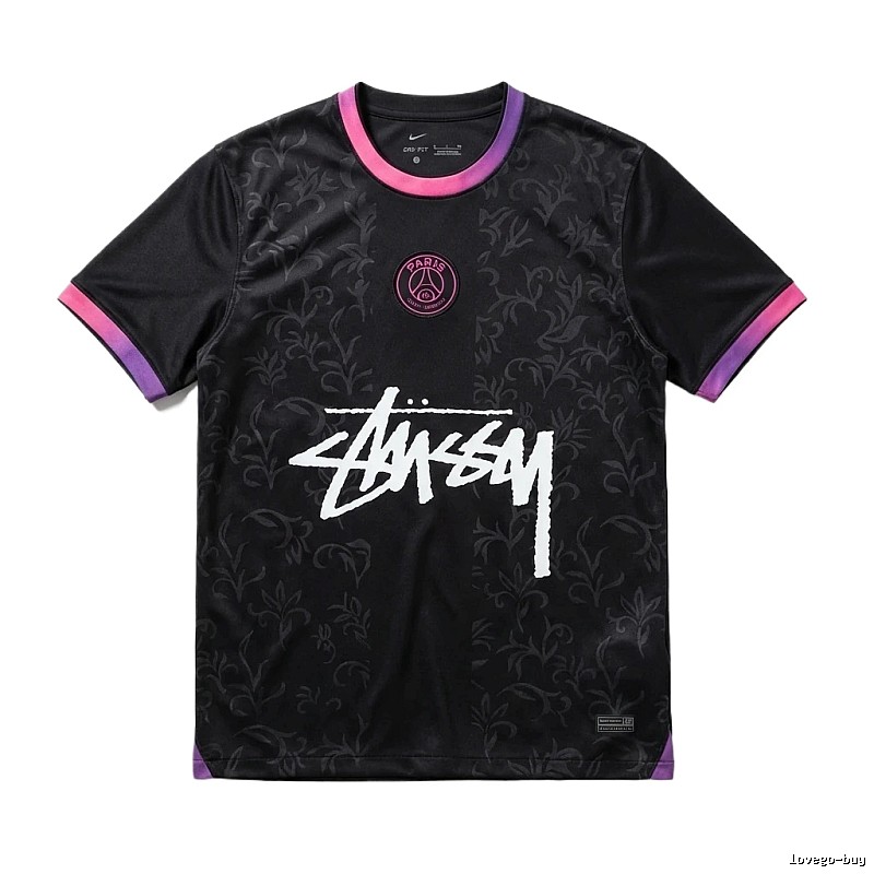 Stussy Paris Co-branded Style Black T-shirt