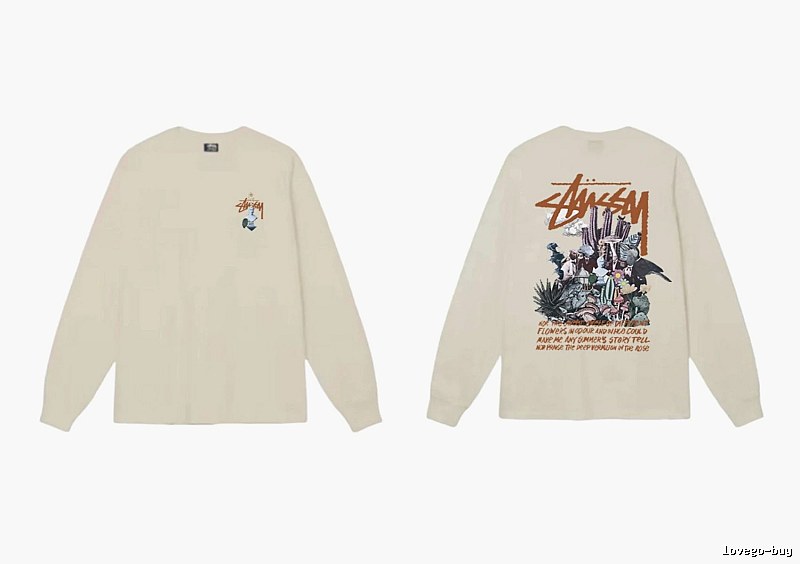 Stussy Print Retro Style Long-Sleeve (Off-White)
