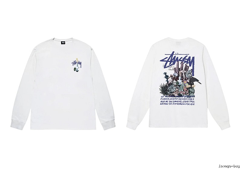 Stussy printed trendy white long-sleeve